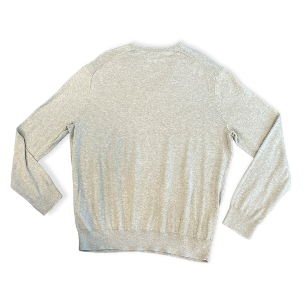 RALPH LAUREN POLO MENS PIMA COTTON V NECK LONG SLEEVE HEATHER GREY SWEATER - Picture 4 of 8